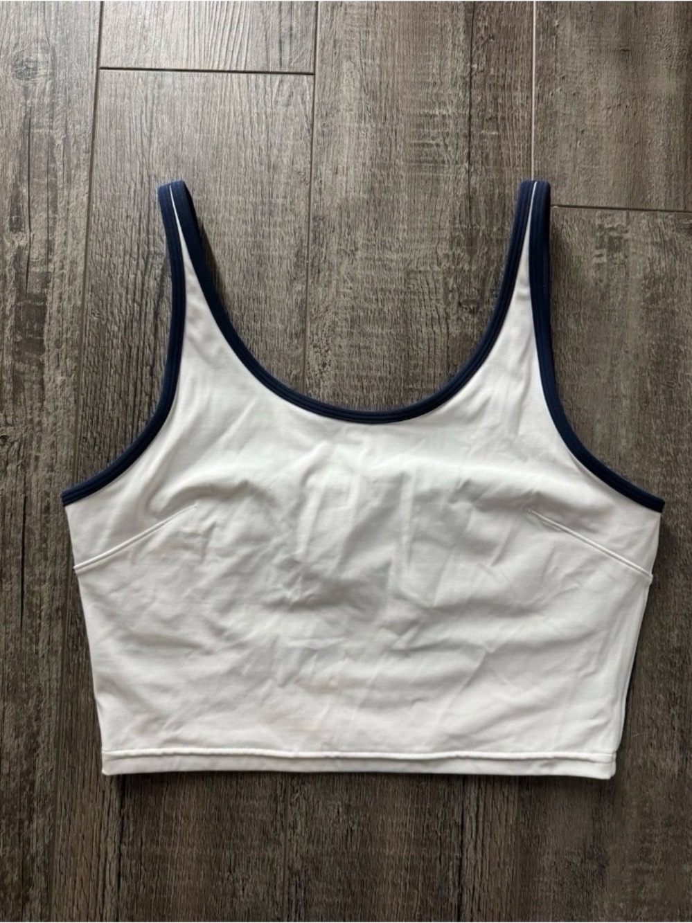 Lululemon Scoop Neck Cutout Tennis Tank Top White / Blue Size Medium B/C